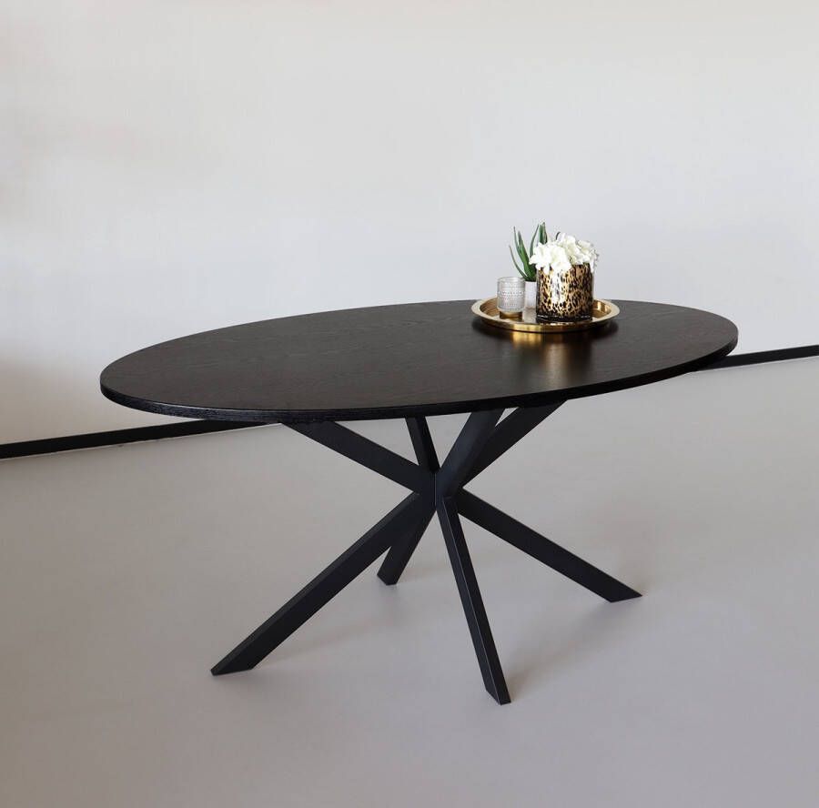 Lizzely Garden & Living Eettafel ovaal 210cm Rato zwart ovale eettafel