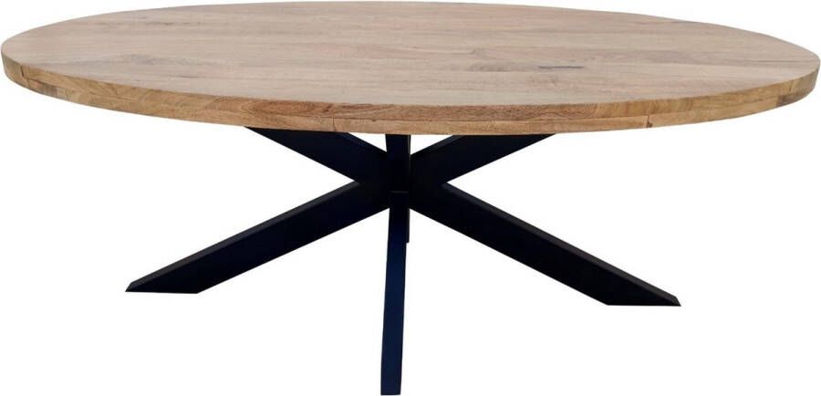 Lizzely Garden & Living Eettafel ovaal mangohout 160cm James lichtbruin ovale industriële tafel duurzaam mango eetkamertafel