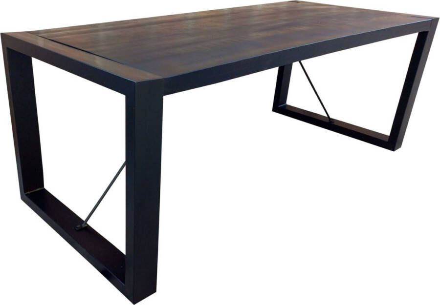 Lizzely Garden & Living Eettafel rechthoekig mangohout Jonas zwart 160cm duurzaam mango tafel eetkamertafel hout