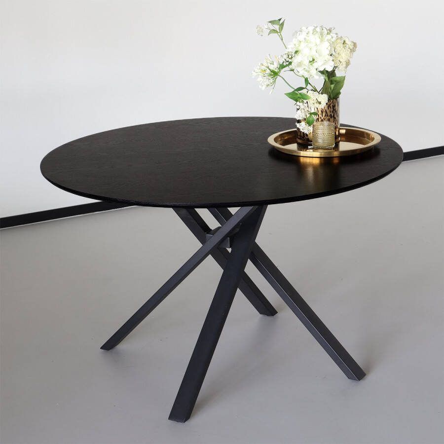 Lizzely Garden & Living Eettafel rond Ronsi Antoinette zwart 130cm ronde eettafel