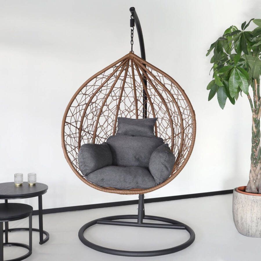 Lizzely Garden & Living Egg hangstoel Roundabout beige ei stoel