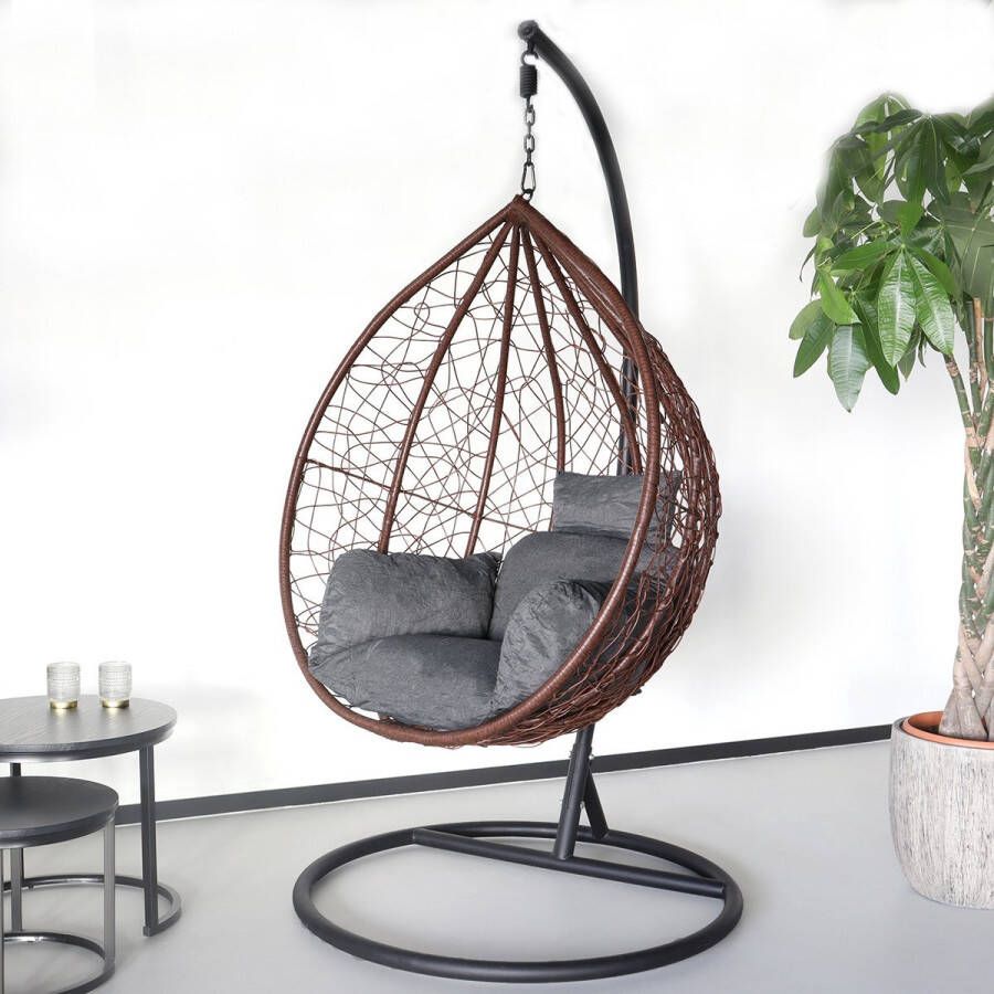 Lizzely Garden & Living Egg hangstoel Roundabout donkerbruin ei stoel