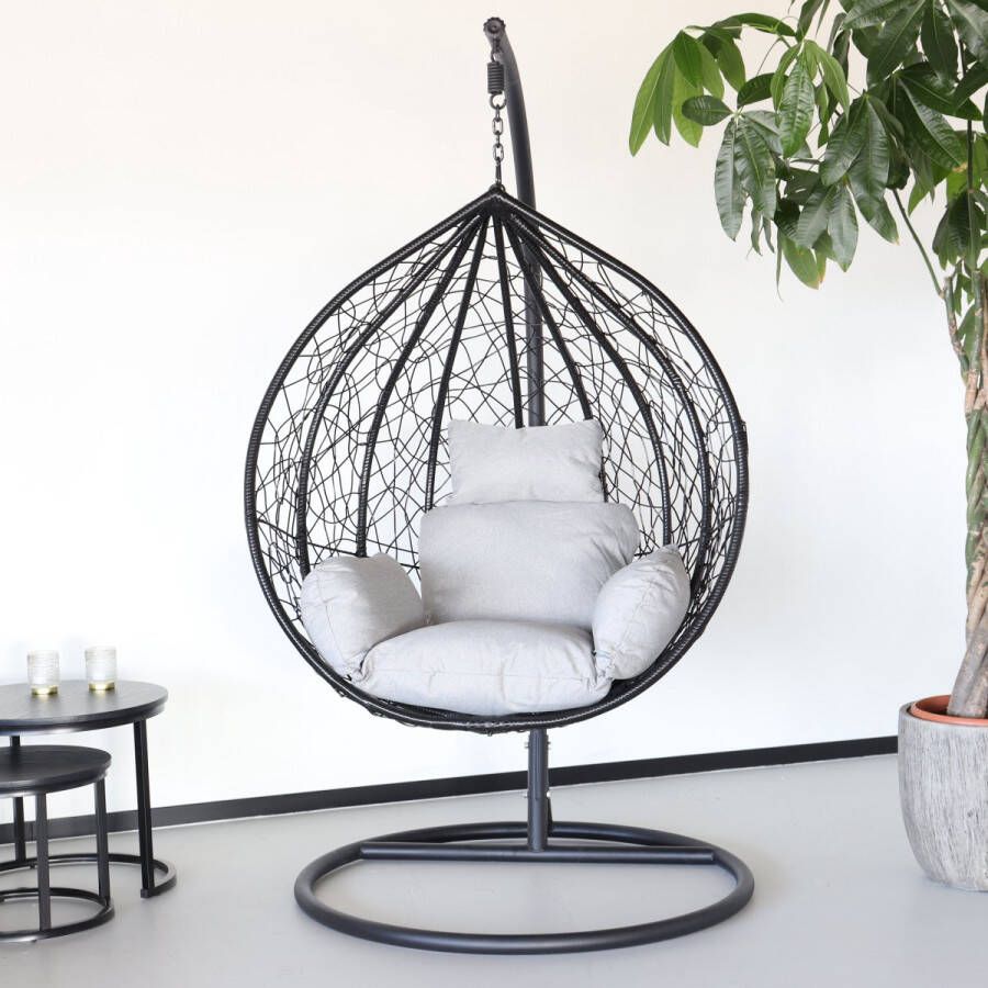 Lizzely Garden & Living Egg hangstoel zwart roundabout ei stoel hang