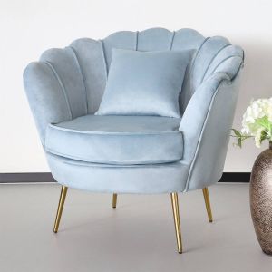 Lizzely Garden & Living Fauteuil zitbank 1 persoons stoel Belle lichtblauw bankje