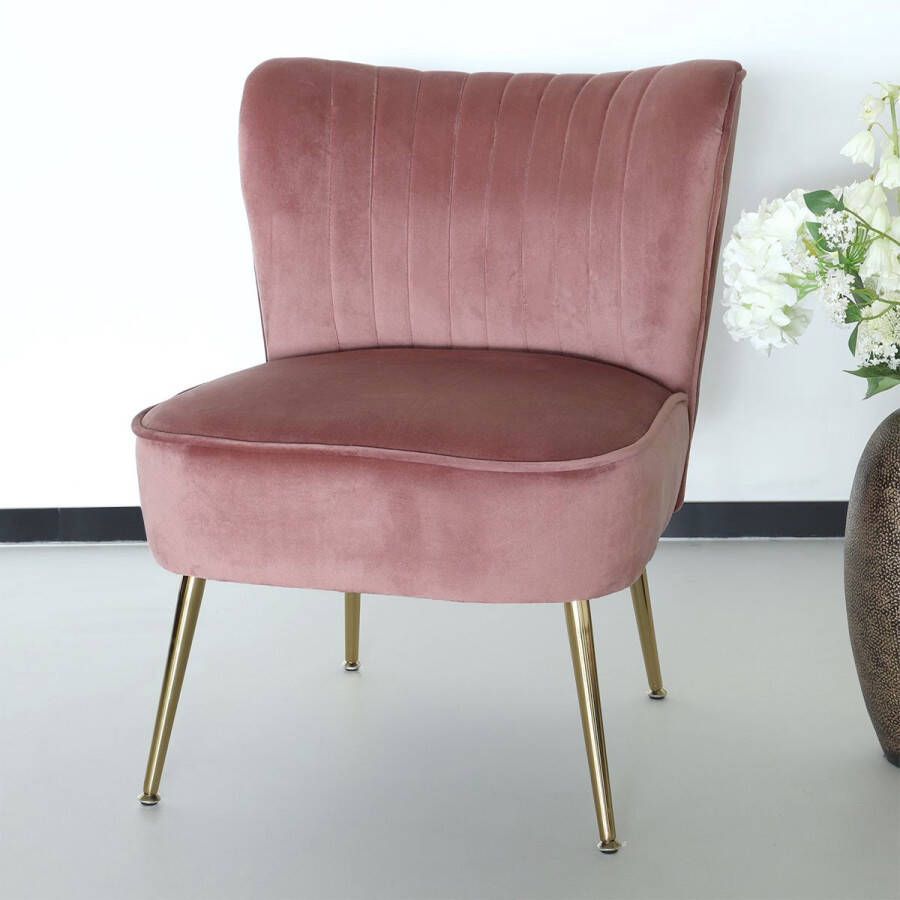 Lizzely Garden & Living Fauteuil zitbank 1 persoons Rilaan velvet oud roze stoel