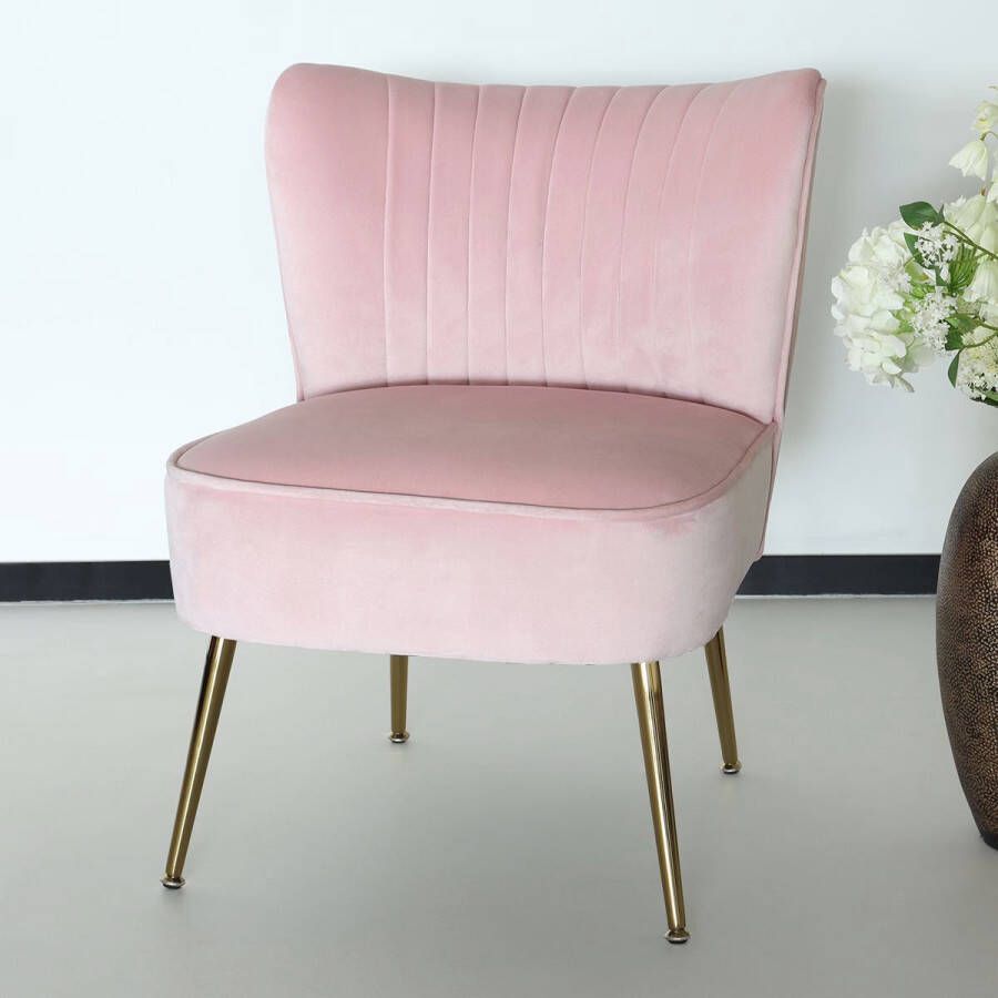 Lizzely Garden & Living Fauteuil zitbank 1 persoons Rilaan velvet roze stoel