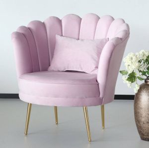 Lizzely Garden & Living Fauteuil zitbank 1 persoons schelp velvet roze