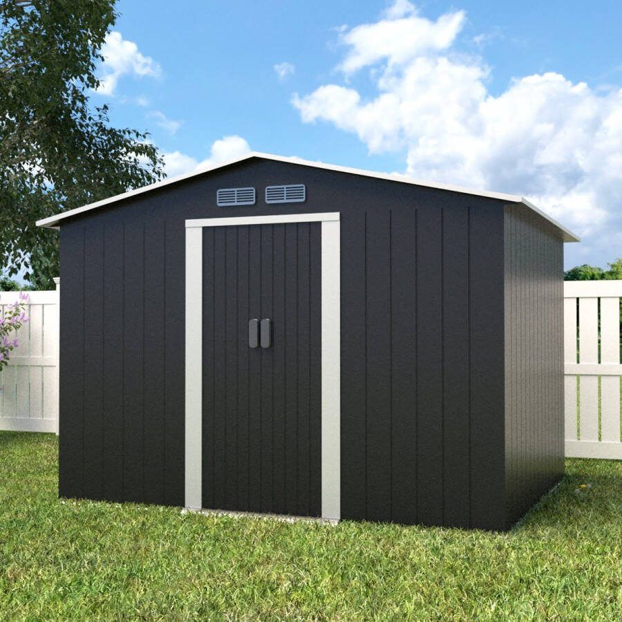 Lizzely Garden & Living Metalen tuinhuisje (10 5 m3) antraciet hoog medium berging schuur HxBxD: 202x258x207cm