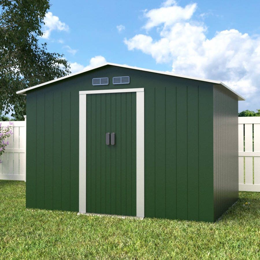 Lizzely Garden & Living Metalen tuinhuisje (9 3 m3) groen medium berging schuur HxBxD: 179x258x207cm