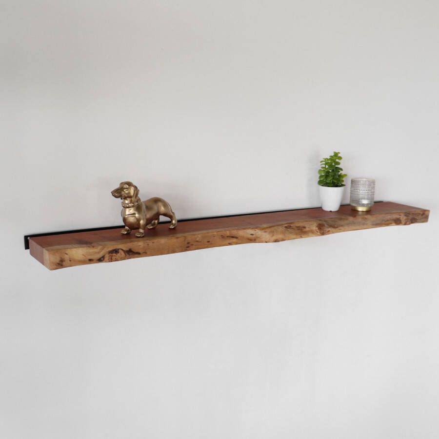 Lizzely Garden & Living Wandplank industrieel acacia hout Inge 120cm muurplank massief hout muurdecoratie