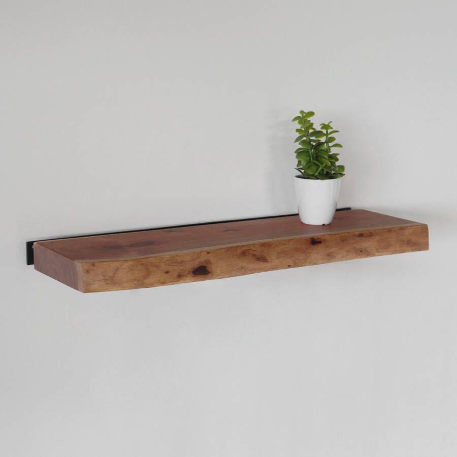 Lizzely Garden & Living Wandplank industrieel acacia hout Inge 60cm muurplank massief hout muurdecoratie