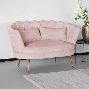 Lizzely Garden & Living Zitbank Belle 2 zits velvet roze bankstel 140cm stof incl. 2 kussens bank