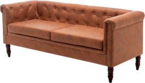Lizzely Garden & Living Zitbank Chesterfield Nico 3 Zits Cognac 176cm Bankstel