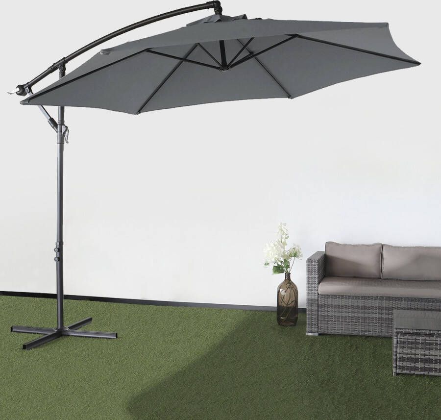 Lizzely Garden & Living Zweefparasol Staal Donkergrijs Parasol Diameter 300 cm