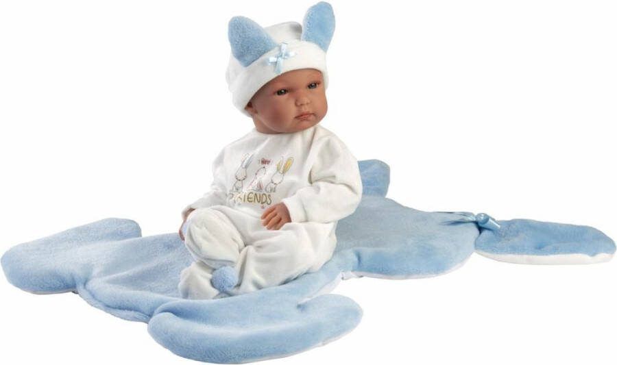 Llorens Babypop Bimbo Blauw met Konijn Kussen 35 cm