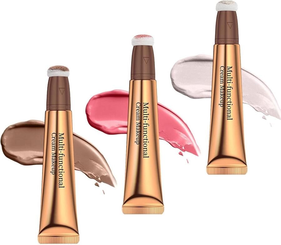 LMDAOO 3 Stuks blush contourstick beauty-muur natuurlijke matte afwerking highlighter blush contourstick zijdeachtig glad crème highlighter blush contourstick