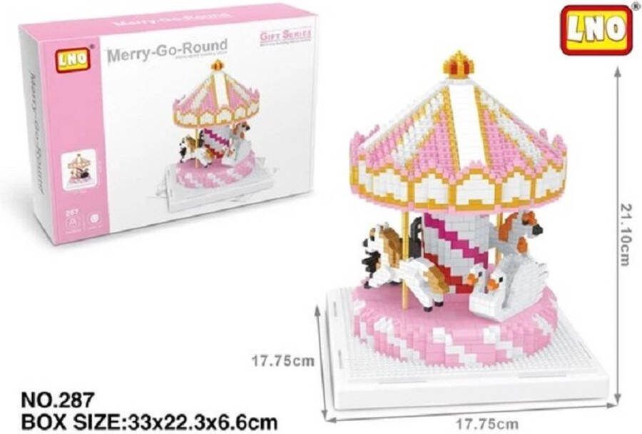 LNO Gift Series Nanoblocks bouwset 3D puzzel Mini blokjes Merry Go Round Kermis molen 2500 bouwsteentjes