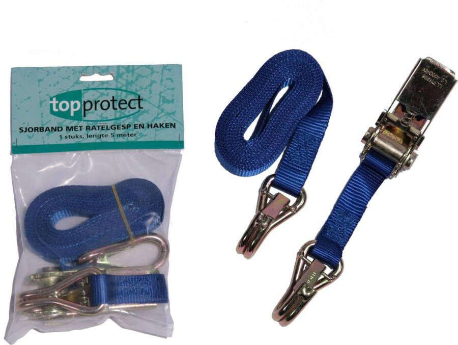 Loadlok Topprotect Spanband blauw 25mm met ratelgesp en haken 5m