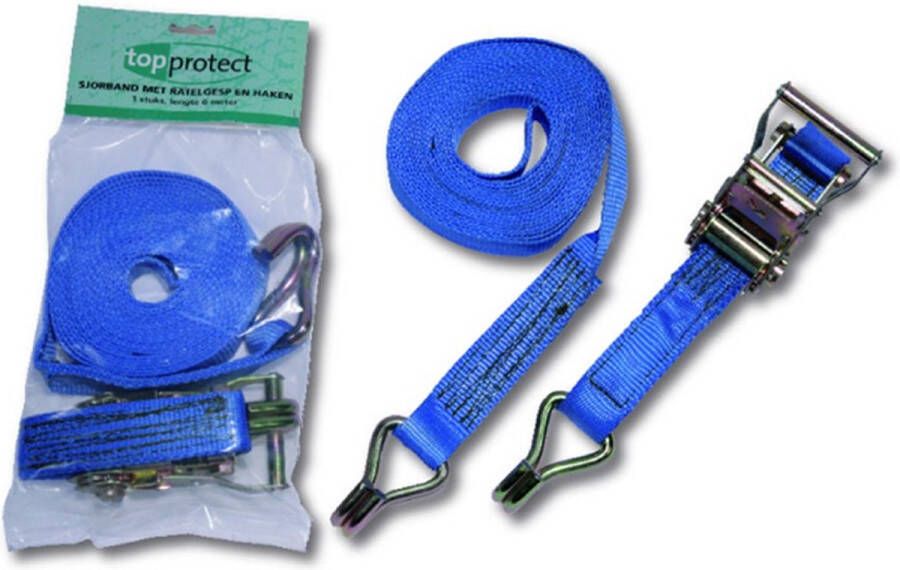 Loadlok Topprotect Spanband blauw 35mm met ratelgesp en haken 6m