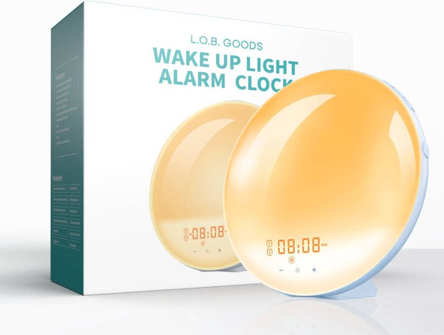 L.O.B. GOODS Luxe Wake-up light Licht Wekker Radio Wekker Met Licht Nachtlampje Kinderen 2 Wekkers Snooze Slaaphulp