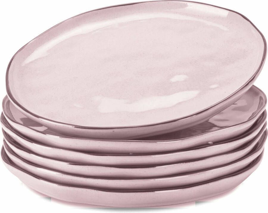 Loberon Bord set van 6 Biarré roze