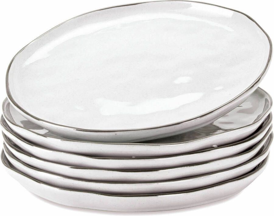 Loberon Bord set van 6 Biarré wit