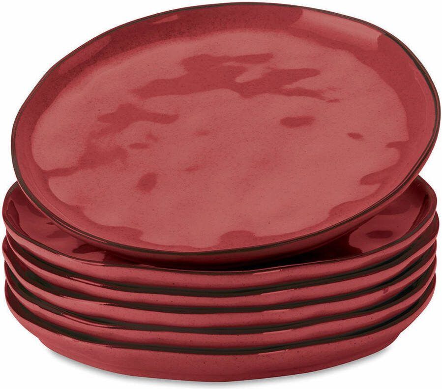 Loberon Dessertbordjes set van 6 Biarré rood