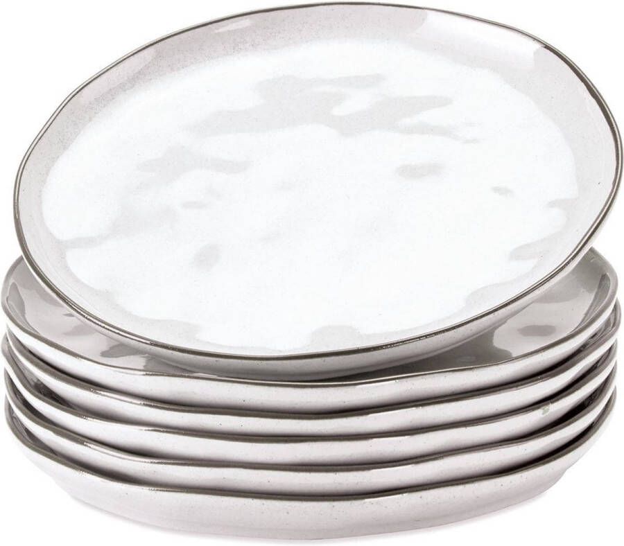 Loberon Dessertbordjes set van 6 Biarré wit