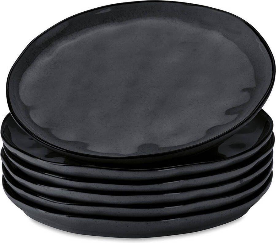 Loberon Dessertbordjes set van 6 Biarré zwart