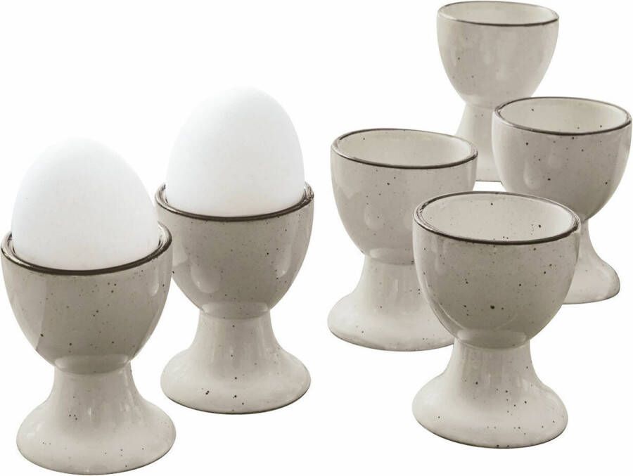 Loberon Eierdop set van 6 Biarré grijs