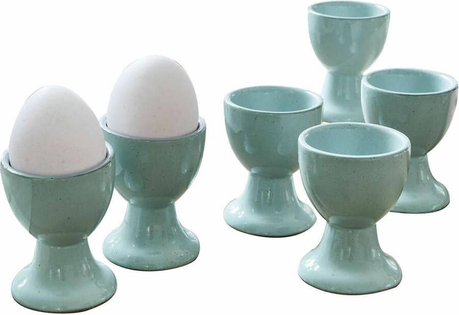 Loberon Eierdop set van 6 Biarré turquoise