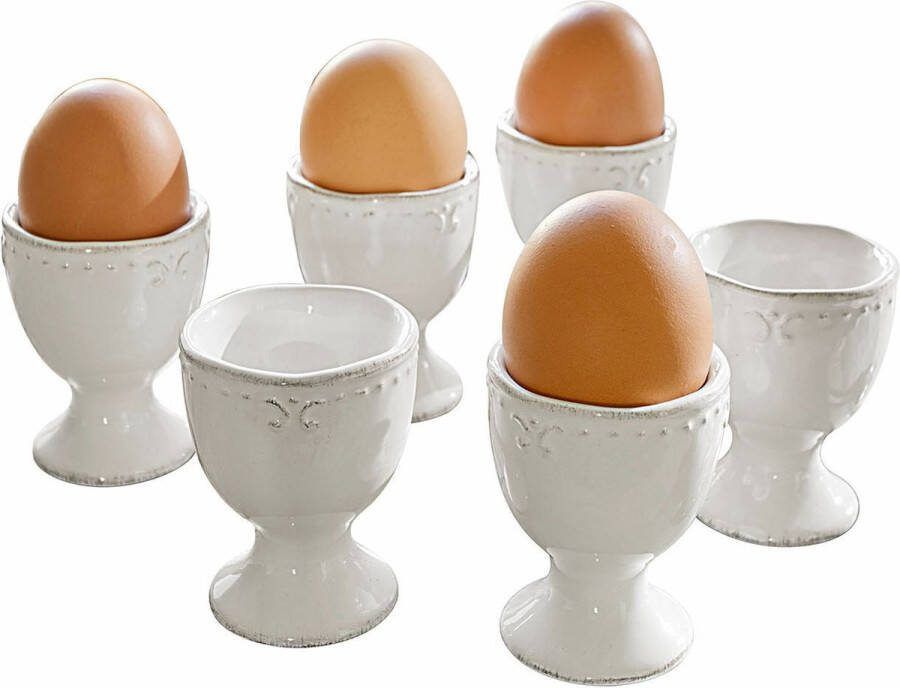 Loberon Eierdop set van 6 Fontienne wit