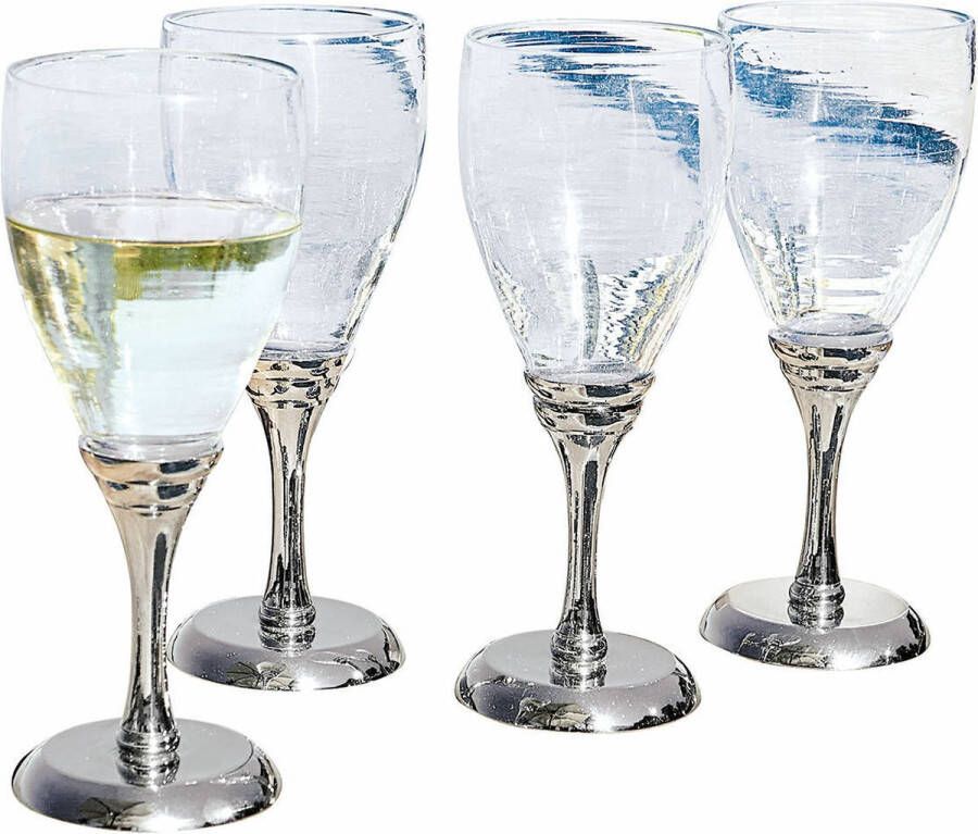 Loberon Glas set van 4 Lausanne helder zilverkleurig