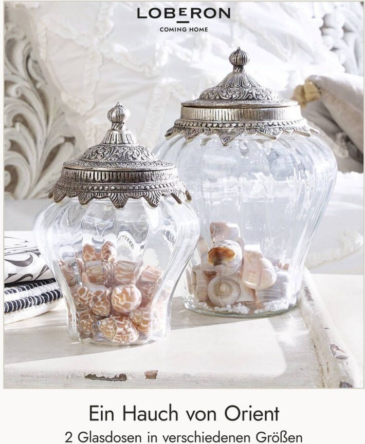 Loberon Glazen pot set van 2 Isaline helder
