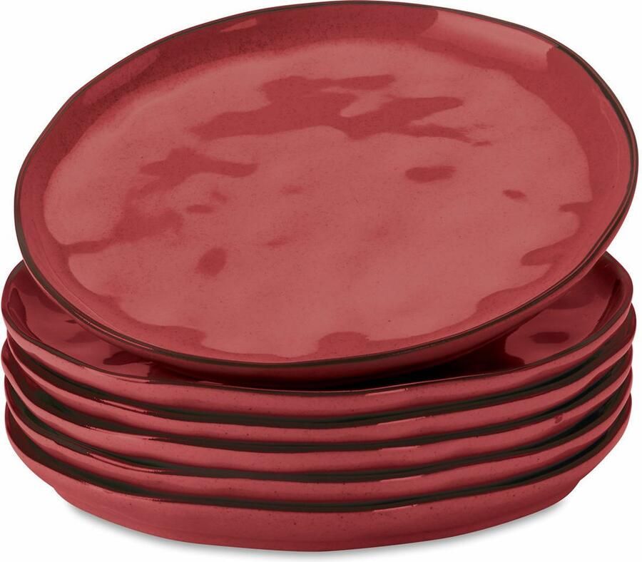Loberon Bord set van 6 Biarré rood