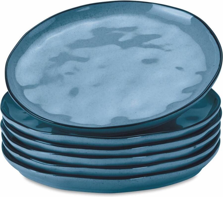 Loberon Dessertbordjes set van 6 Biarré blauw