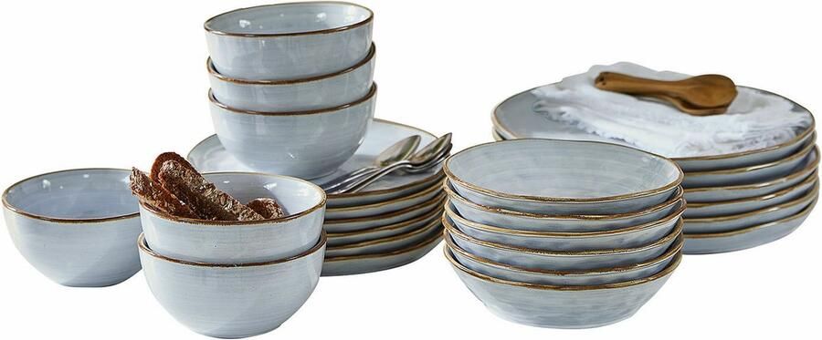Loberon Servies set van 24 Veena blauw