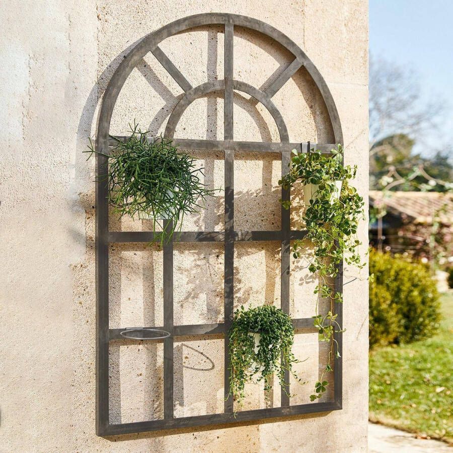 Loberon Plantenrek Kunda IJzer H B D ca. 120 80 3 cm antiekzwart