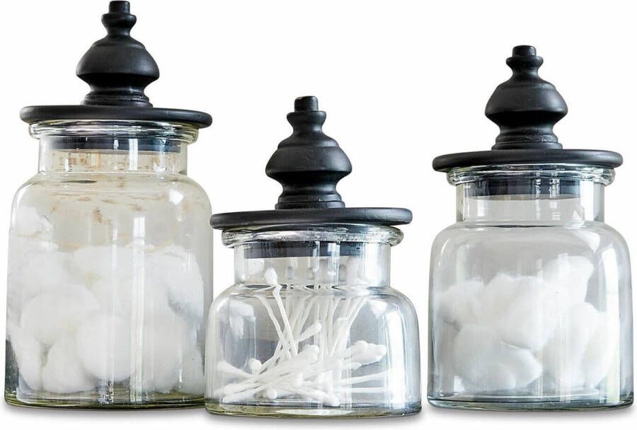Loberon Pot set van 3 Hakeen helder zwart