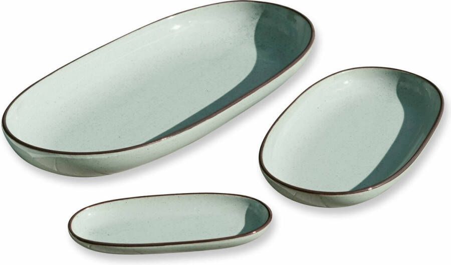 Loberon Serveerschaal set van 3 Biarré turquoise
