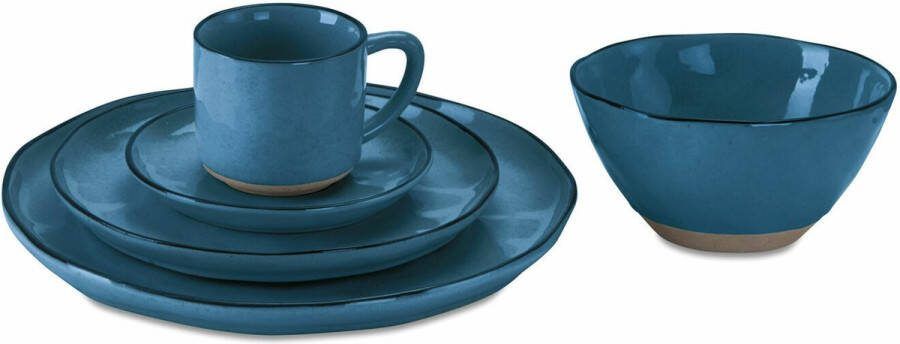 Loberon Servies set van 30 Biarré blauw