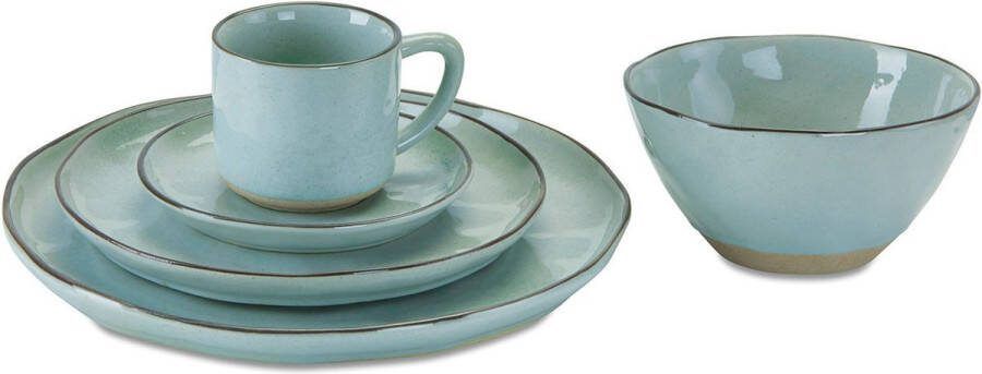 Loberon Servies set van 30 Biarré turquoise