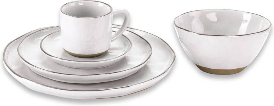 Loberon Servies set van 30 Biarré wit