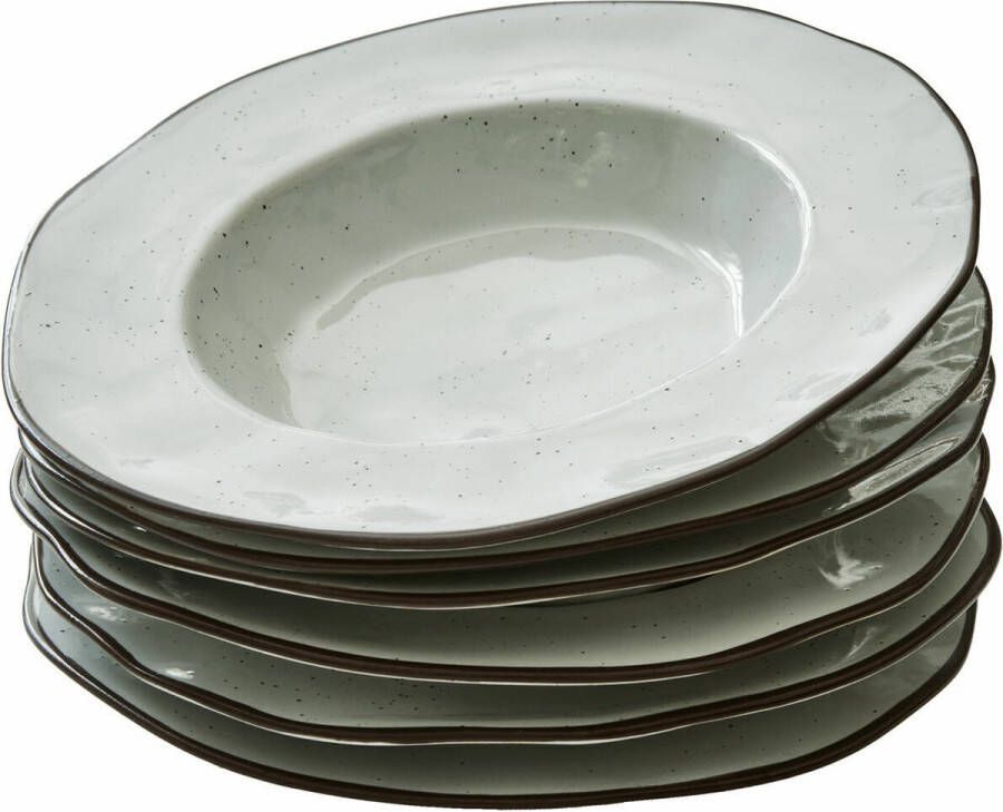 Loberon Soepbord set van 6 Biarré grijs
