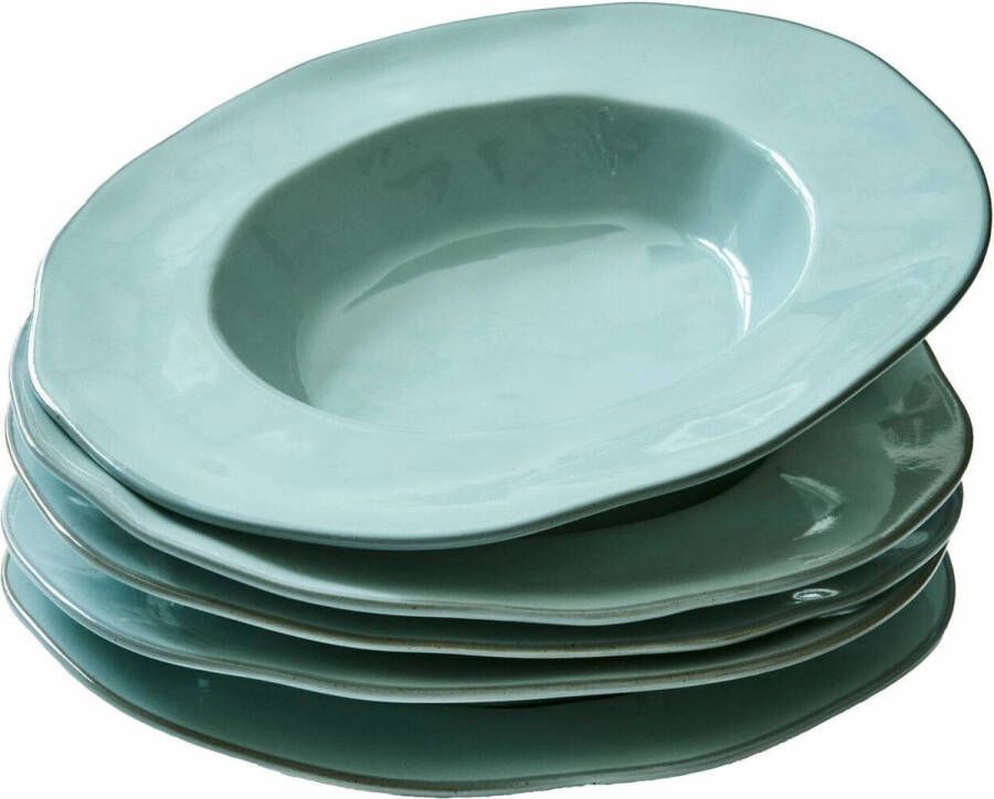 Loberon Soepbord set van 6 Biarré turquoise