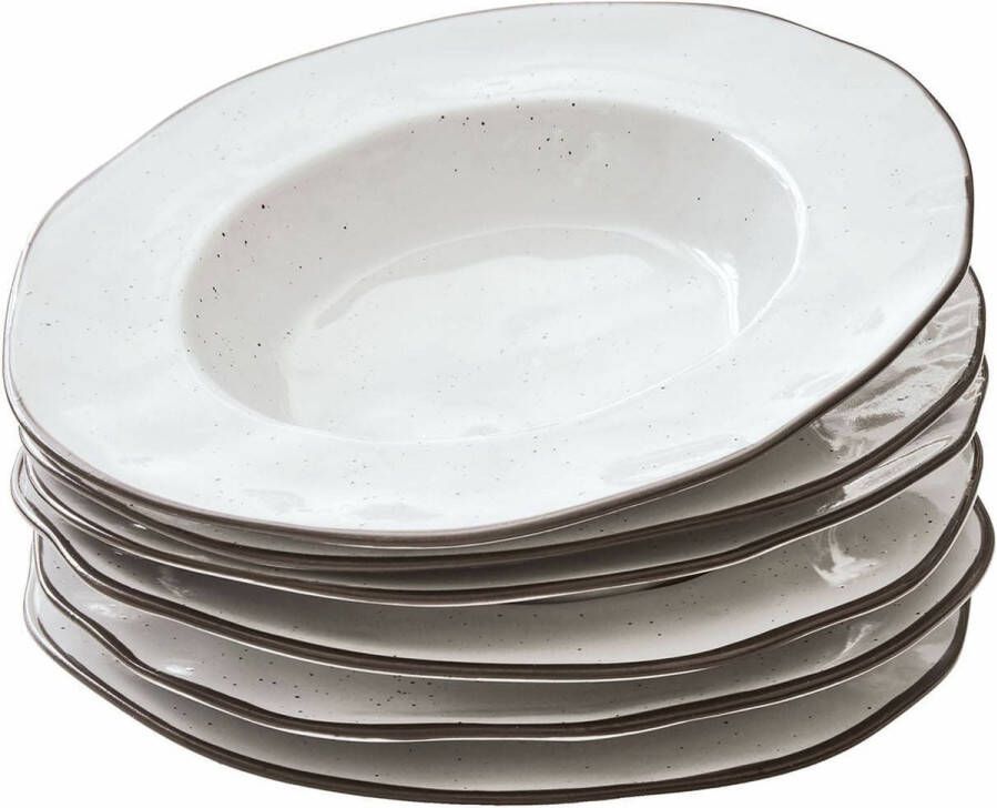 Loberon Soepbord set van 6 Biarré wit