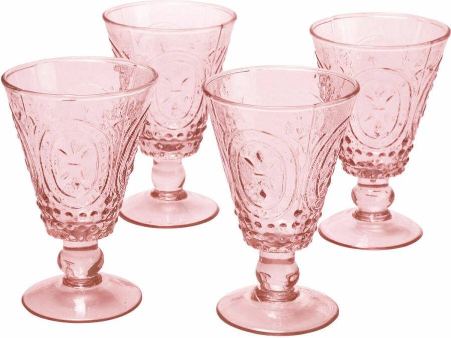 Loberon Wijnglas set van 4 Sarton roze