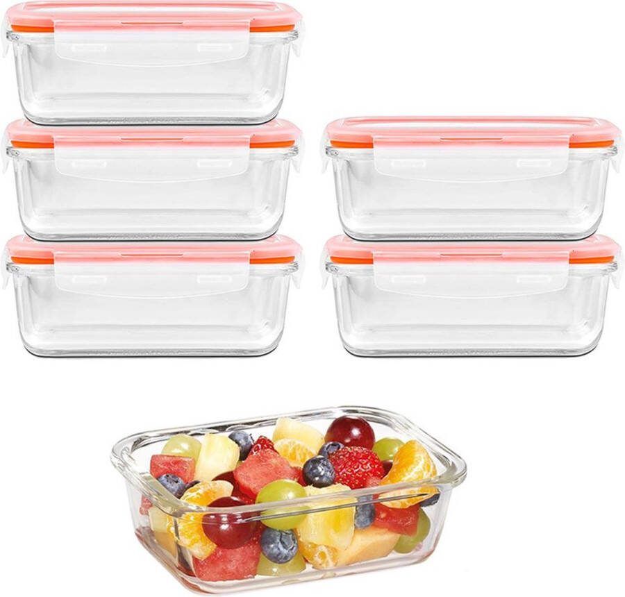 Lock&Lock Glazen vershoudbakjes Glazen meal prep bakjes Glazen bakjes met deksel Ovenschaaltjes met deksel Bewaarbakjes Luchtdicht 380 ml Set van 6 stuks LocknLock