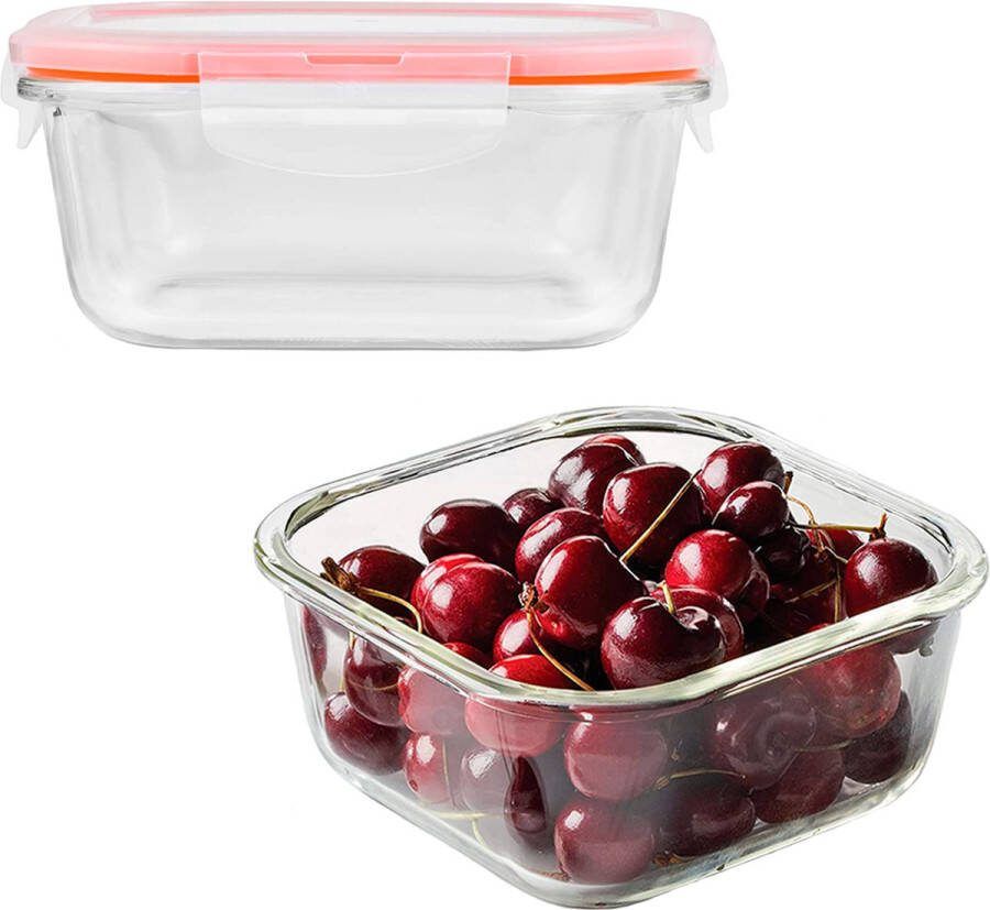 Lock&Lock Glazen vershoudbakjes Glazen meal prep bakjes Glazen bakjes met deksel Ovenschaaltjes met deksel Airfryer bakjes Bewaarbakjes Luchtdicht Vierkant 840 ml Set van 2 stuks LocknLock