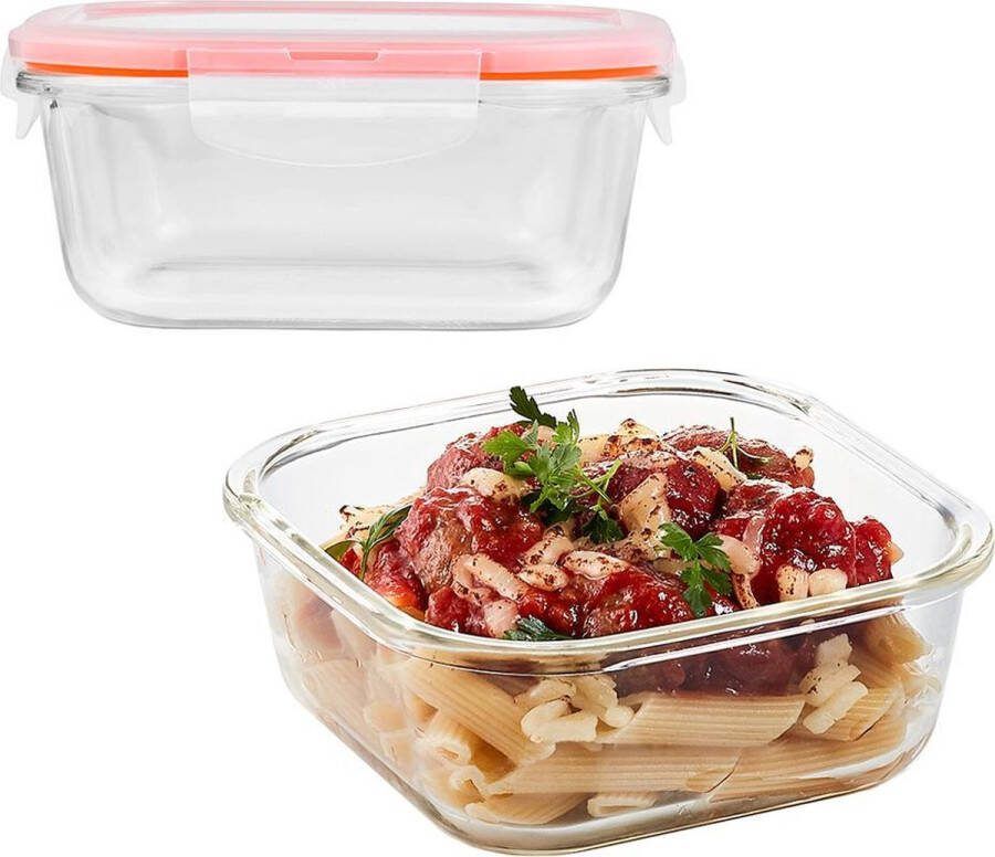 Lock&Lock Glazen vershoudbakjes Glazen meal prep bakjes Glazen bakjes met deksel Ovenschaaltjes met deksel Airfryer bakjes Bewaarbakjes Luchtdicht 750 ml Set van 2 stuks LocknLock